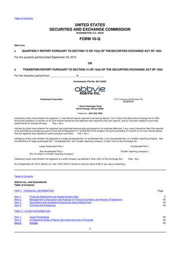 Vorschaubild AbbVie 10-Q Quartalsbericht 2015 