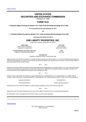 Thumbnail One Liberty Properties 10-Q Quarterly Report FY2015 