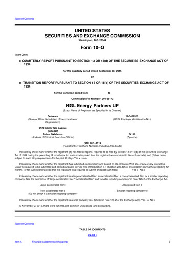 Miniature NGL Energy Partners
 10-Q Rapport trimestriel 2016 