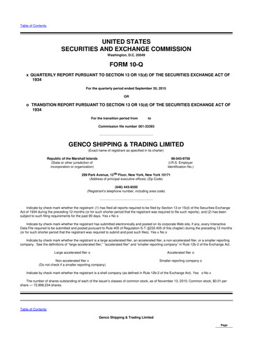 Thumbnail Genco Shipping & Trading 10-Q Quarterly Report FY2015 