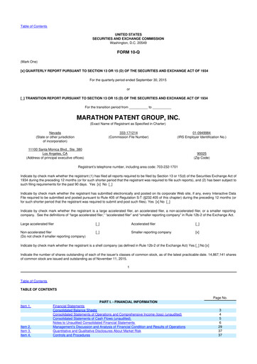 Thumbnail MARA Holdings
 10-Q Quarterly Report FY2015 