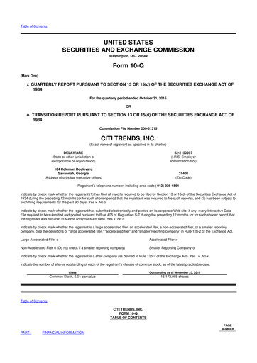 Thumbnail Citi Trends, Inc. 10-Q Quarterly Report FY 