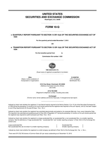 Vorschaubild Kroger 10-Q Quartalsbericht 2015 