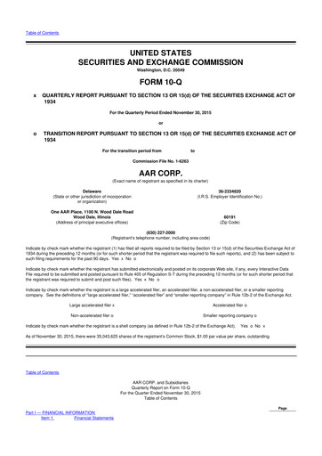 Thumbnail AAR 10-Q Quarterly Report FY2016 