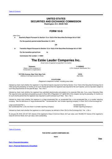 Thumbnail Estee Lauder 10-Q Quarterly Report FY2016 