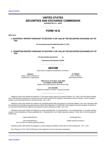 Thumbnail AECOM 10-Q Quarterly Report FY2016 