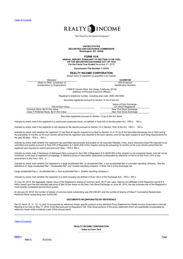 Thumbnail Realty Income 10-K Annual Report 2015