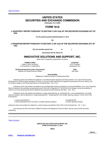 Miniature Innovative Solutions and Support 10-Q Rapport trimestriel 2016 