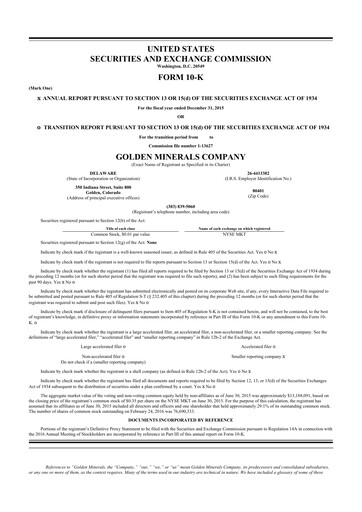 Thumbnail Golden Minerals
 10-K Annual Report 2015