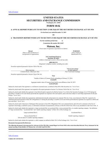 Thumbnail Matson 10-K Annual Report 2015