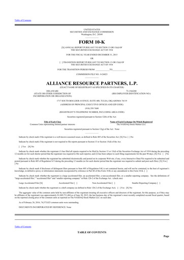 Thumbnail Alliance Resource Partners 10-K Annual Report 2015