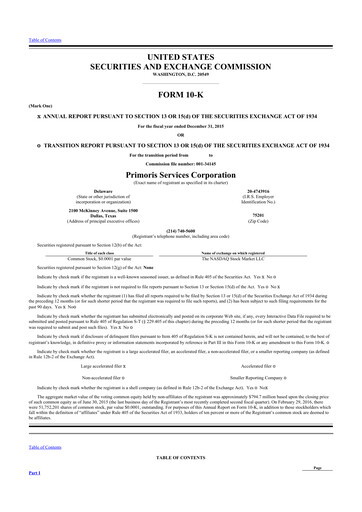 Thumbnail Primoris Services Corporation
 10-K Annual Report 2015