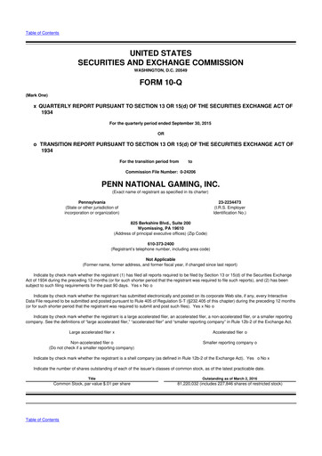 Thumbnail PENN Entertainment
 10-Q Quarterly Report FY2015 