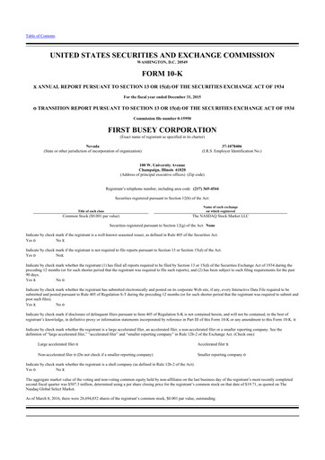 Thumbnail First Busey 10-K Annual Report 2015