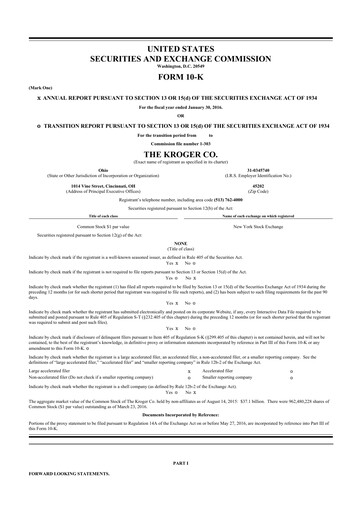 Thumbnail Kroger 10-K Annual Report 2015