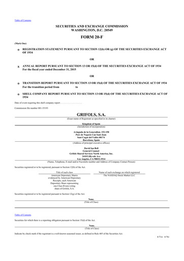 Thumbnail Grifols 20-F Annual Report 