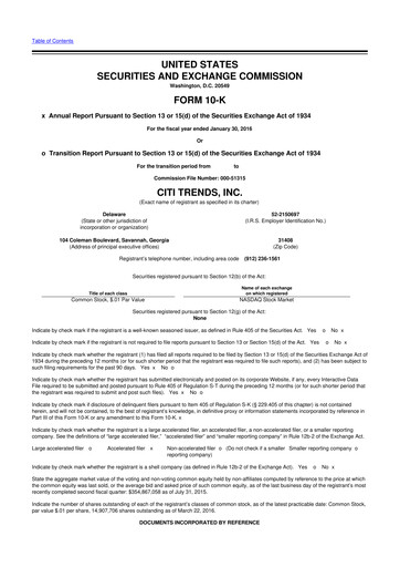 Thumbnail Citi Trends, Inc. 10-K Annual Report 