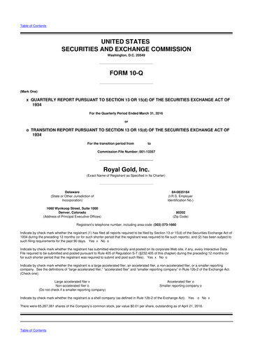 Thumbnail Royal Gold
 10-Q Quarterly Report FY2016 