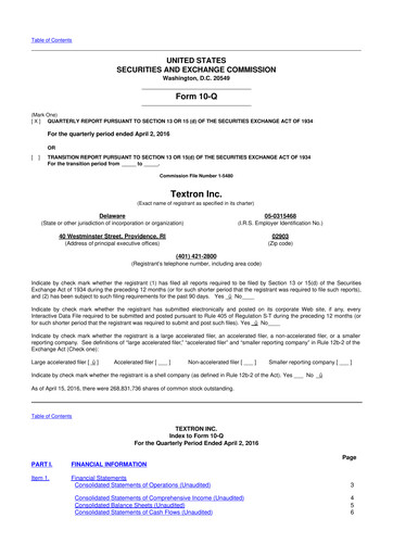 Thumbnail Textron 10-Q Quarterly Report FY2016 