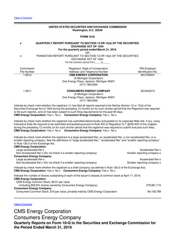 Thumbnail CMS Energy
 10-Q Quarterly Report FY2016 