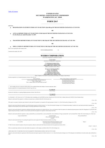 Thumbnail Weibo 20-F Annual Report 2015