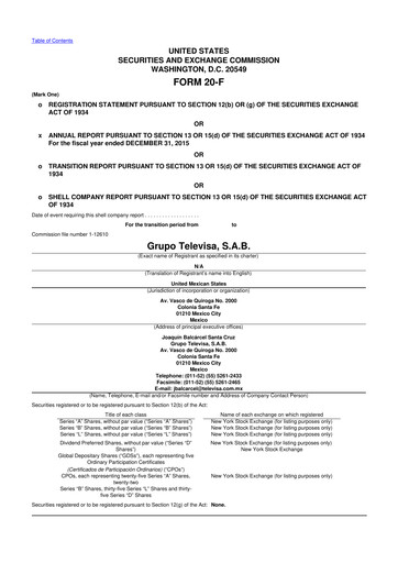 Thumbnail Televisa 20-F Annual Report 