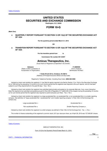 Thumbnail Amicus Therapeutics
 10-Q Quarterly Report FY2016 