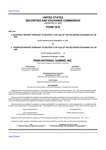 Thumbnail PENN Entertainment
 10-Q Quarterly Report FY2016 