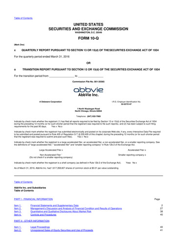 Vorschaubild AbbVie 10-Q Quartalsbericht 2016 