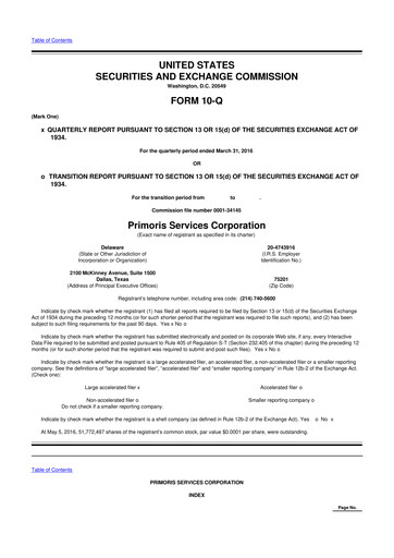 Thumbnail Primoris Services Corporation
 10-Q Quarterly Report FY2016 