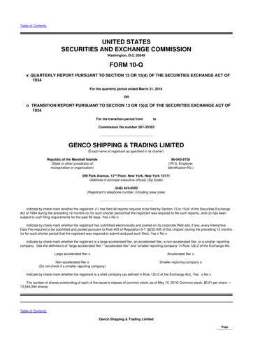 Thumbnail Genco Shipping & Trading 10-Q Quarterly Report FY2016 