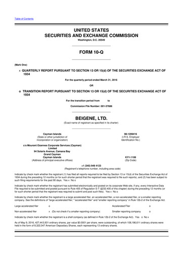 Vorschaubild BeOne Medicines 10-Q Quartalsbericht 2016 