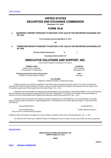 Miniature Innovative Solutions and Support 10-Q Rapport trimestriel 2016 