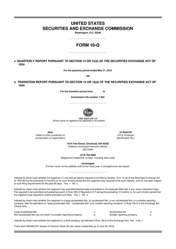 Vorschaubild Kroger 10-Q Quartalsbericht 2016 