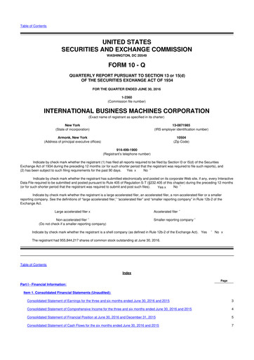 Thumbnail IBM 10-Q Quarterly Report FY2016 