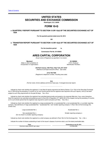 Thumbnail Ares Capital
 10-Q Quarterly Report FY 