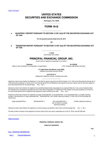 Thumbnail Principal Financial Group 10-Q Quarterly Report FY2016 