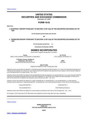 Thumbnail Insmed 10-Q Quarterly Report FY2016 