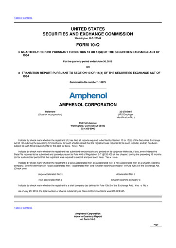 Thumbnail Amphenol 10-Q Quarterly Report FY2016 