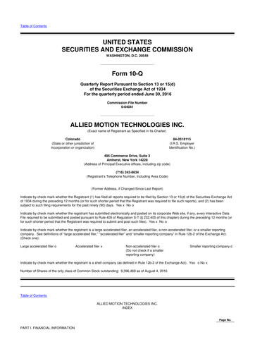 Thumbnail Allient 10-Q Quarterly Report FY2016 