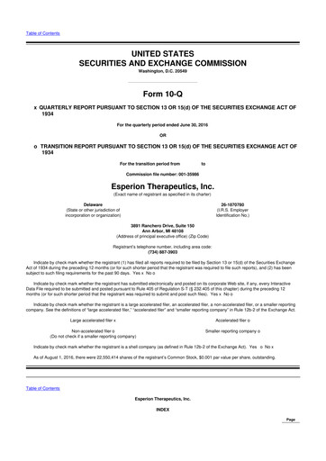 Thumbnail Esperion Therapeutics 10-Q Quarterly Report FY 