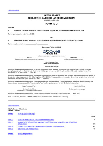 Vorschaubild AbbVie 10-Q Quartalsbericht 2016 