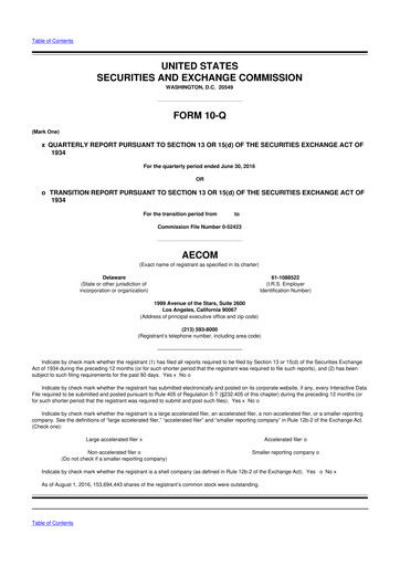 Thumbnail AECOM 10-Q Quarterly Report FY2016 