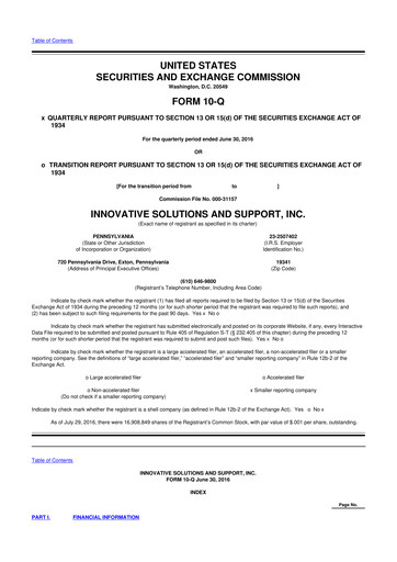 Miniature Innovative Solutions and Support 10-Q Rapport trimestriel 2016 