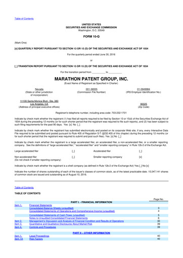 Thumbnail MARA Holdings
 10-Q Quarterly Report FY2016 