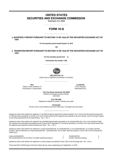 Vorschaubild Kroger 10-Q Quartalsbericht 2016 