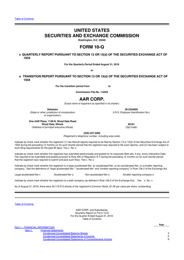 Thumbnail AAR 10-Q Quarterly Report FY2017 