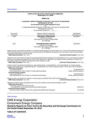 Thumbnail CMS Energy
 10-Q Quarterly Report FY2016 