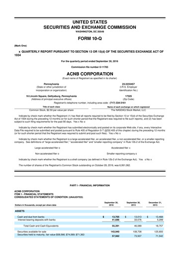Thumbnail ACNB Corporation
 10-Q Quarterly Report FY2016 