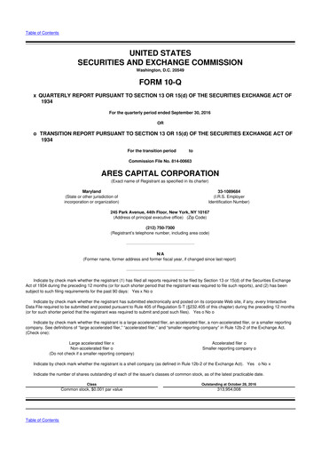 Thumbnail Ares Capital
 10-Q Quarterly Report FY 